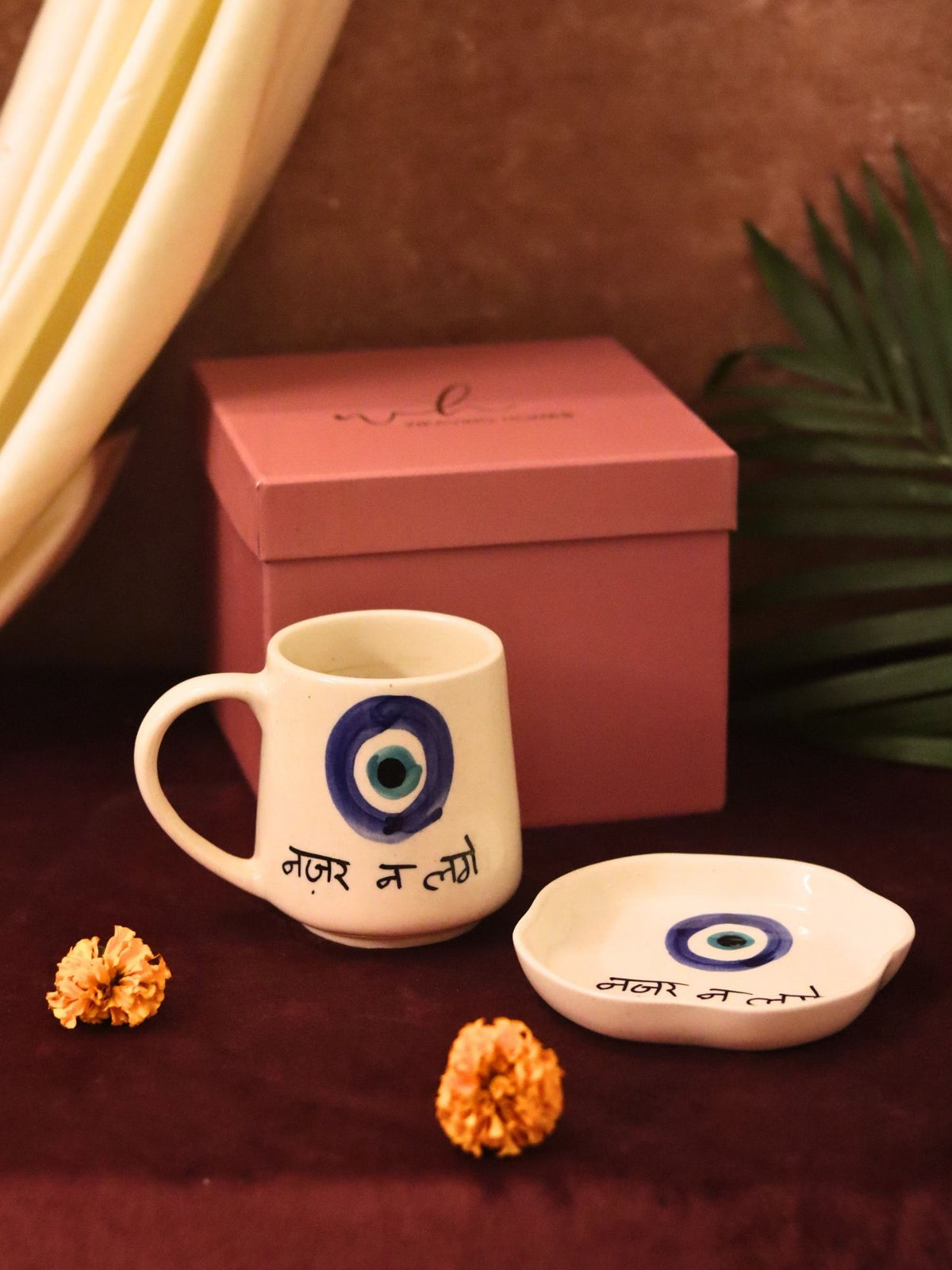 Nazar Mug & Handmade Dessert Plate in a Gift Box with premium quality material