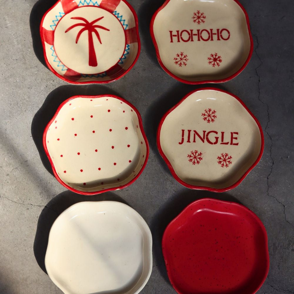 Handmade Set of 6 Christmasy Treat Dessert Plates (for the price of 5)