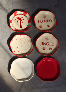 Handmade Set of 6 Christmasy Treat Dessert Plates (for the price of 5)