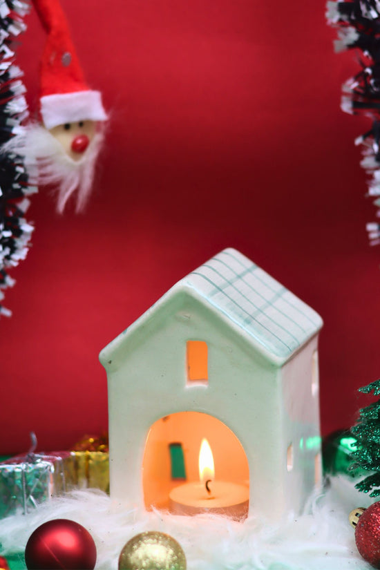 Green House Tea Light Holder made by ceramic