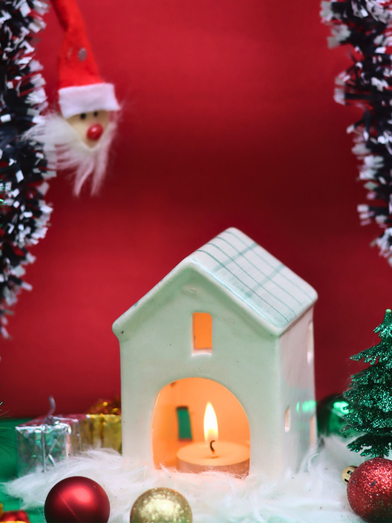 Green House Tea Light Holder made by ceramic