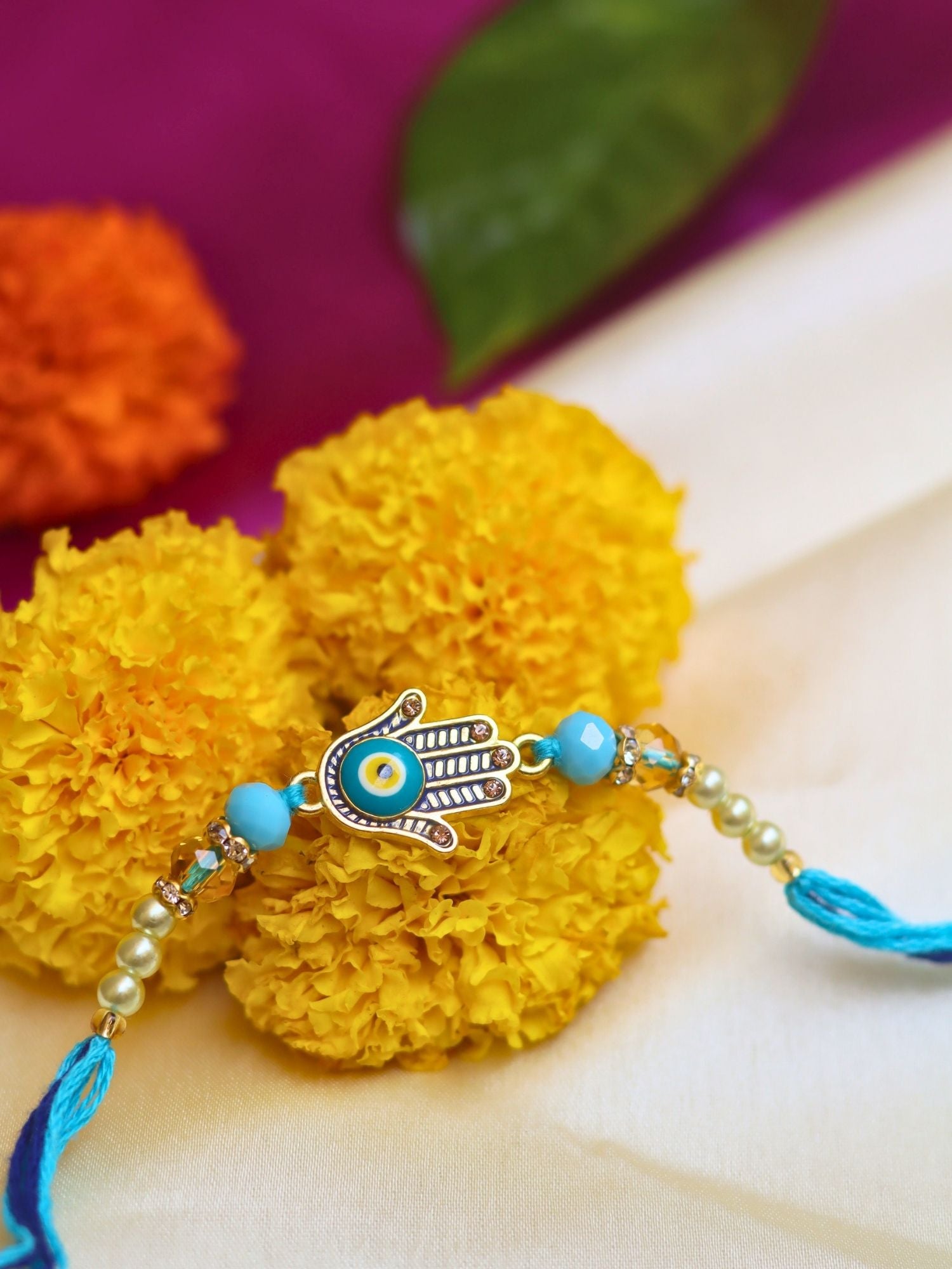 Hamsa Shield Rakhi handmade in India