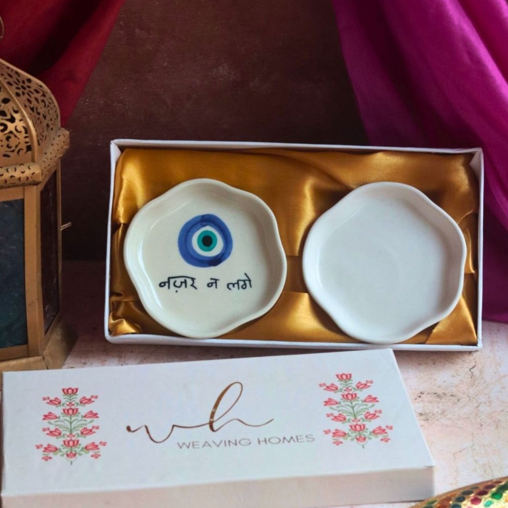 Nazar & White Handmade Dessert Plate in a Gift Box handmade in india