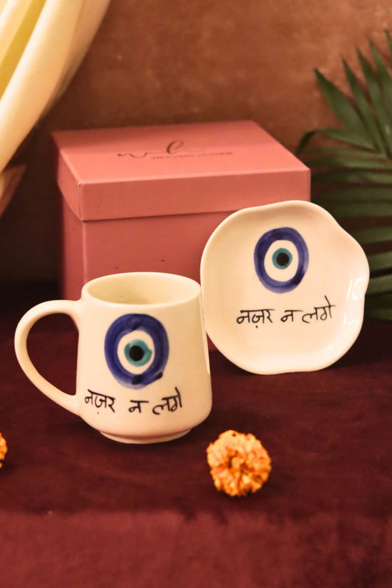 Nazar Mug & Handmade Dessert Plate in a Gift Box handmade in India