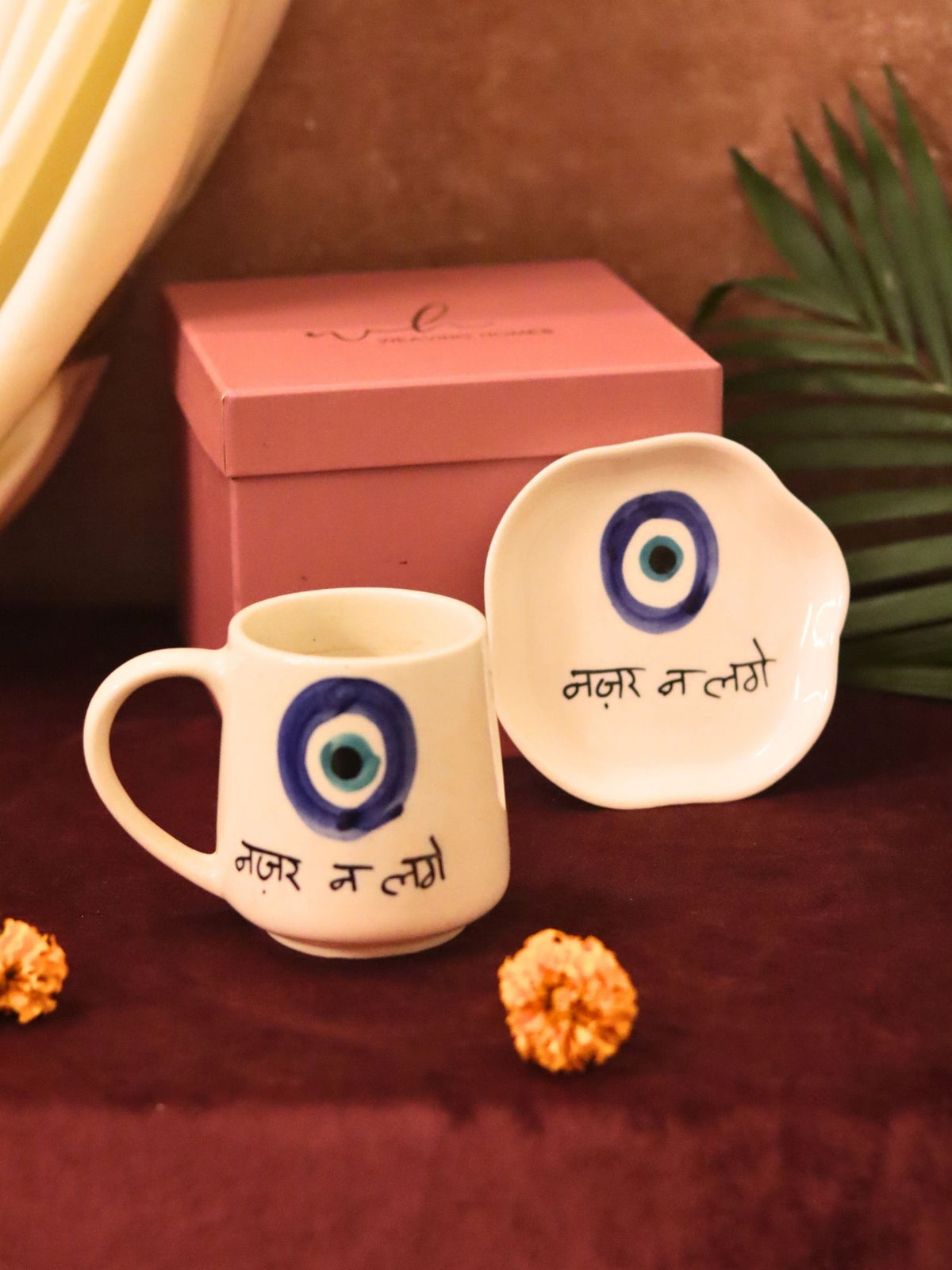Nazar Mug & Handmade Dessert Plate in a Gift Box handmade in India