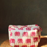 pink ele toiletry bag handmade in india 