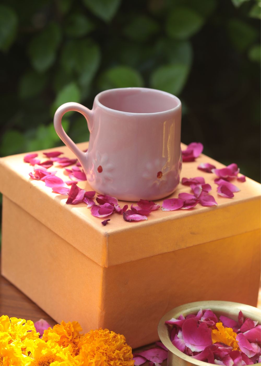 Handmade Pink Lily Mug Diwali Gift box