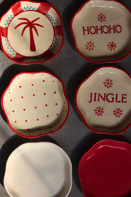 Set of 6 Christmasy Treat Dessert Plates (for the price of 5) made by ceramic