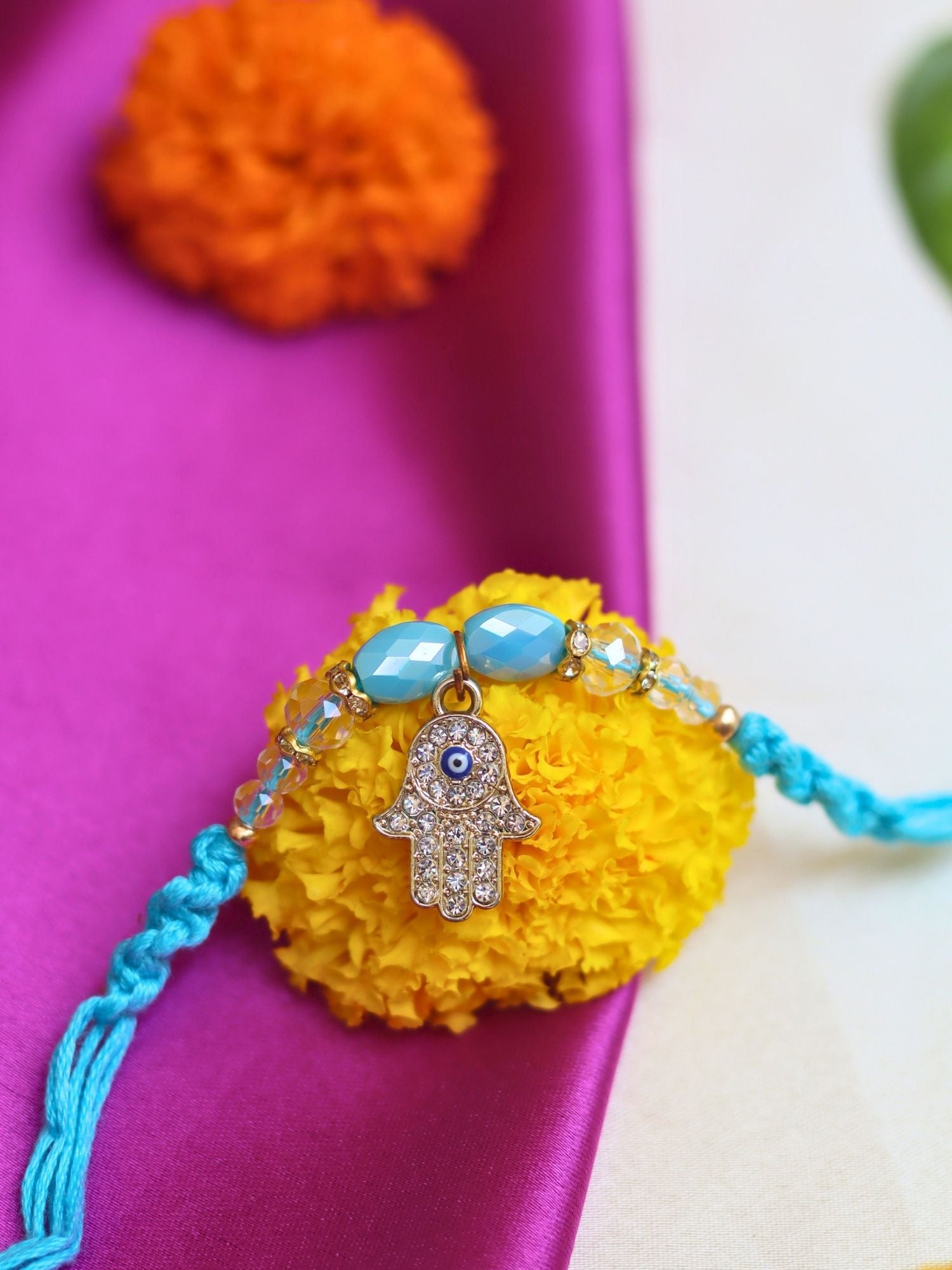 Hamsa Pearls Shield Rakhi