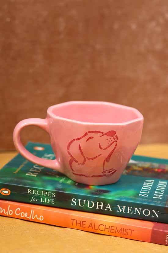Pink Dog Mug made by ceramic