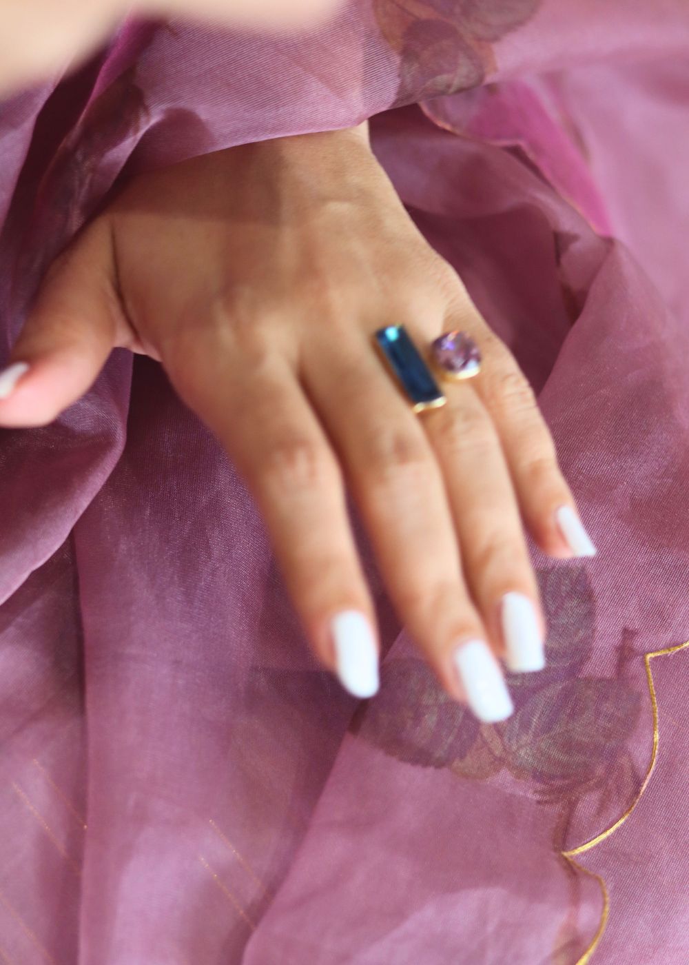 Silver plated Studded Stone Ring