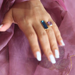 Silver plated Studded Stone Ring