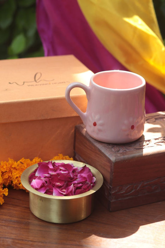 Pink Lily Mug Diwali Gift box handmade in india