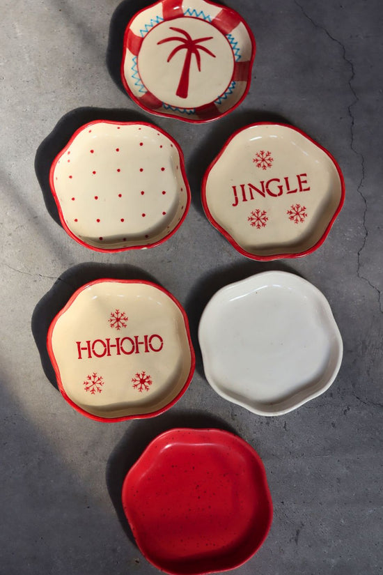 Set of 6 Christmasy Treat Dessert Plates (for the price of 5) handmade in india