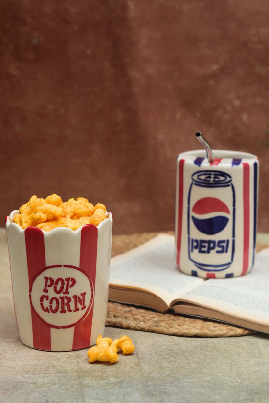 Set of 2 - Pepsi Tumbler & Popcorn Tub Combo made by ceramic