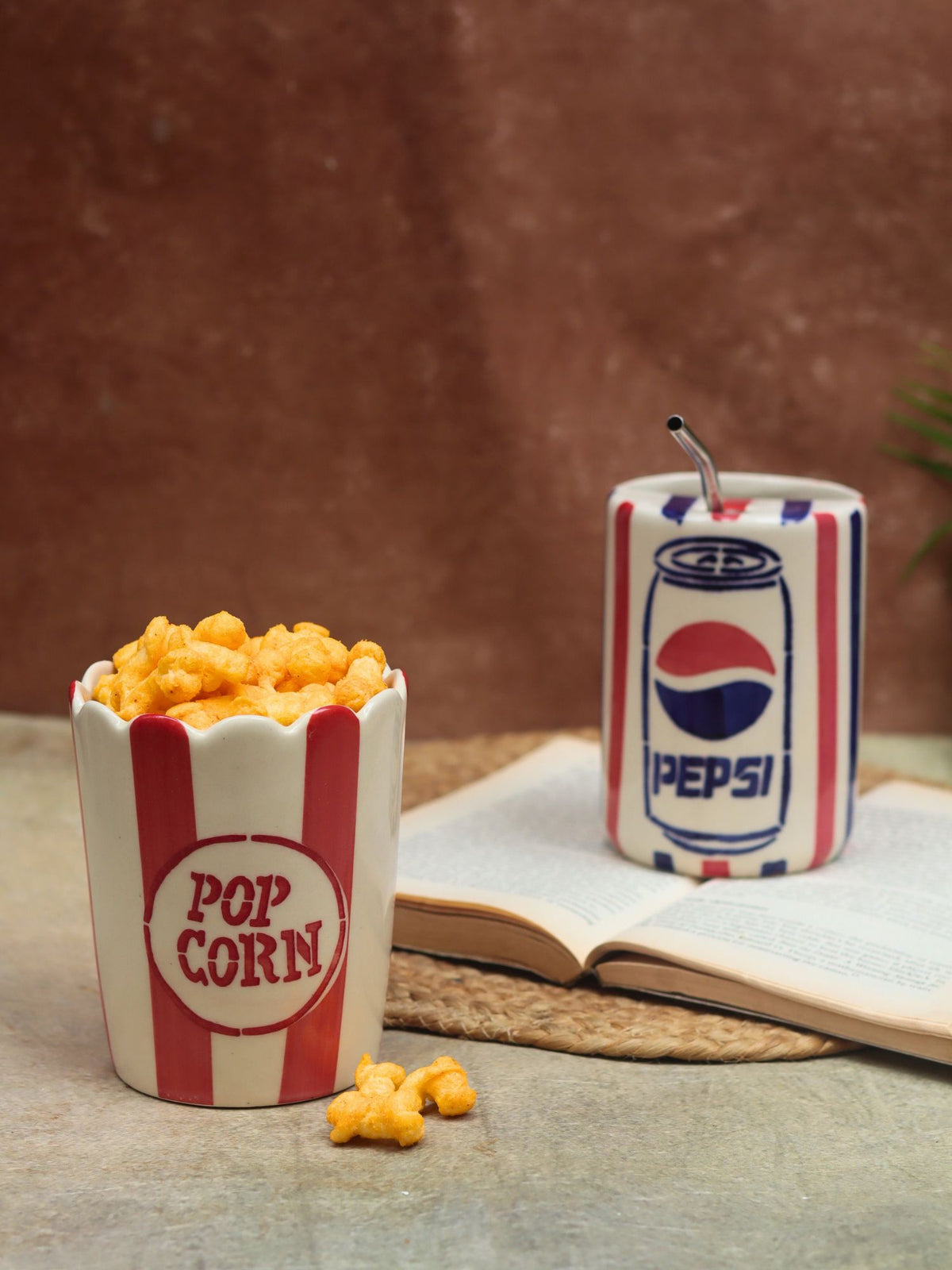 Set of 2 - Pepsi Tumbler & Popcorn Tub Combo made by ceramic