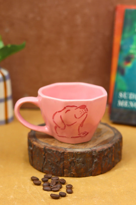 Pink Dog Mug handmade in India