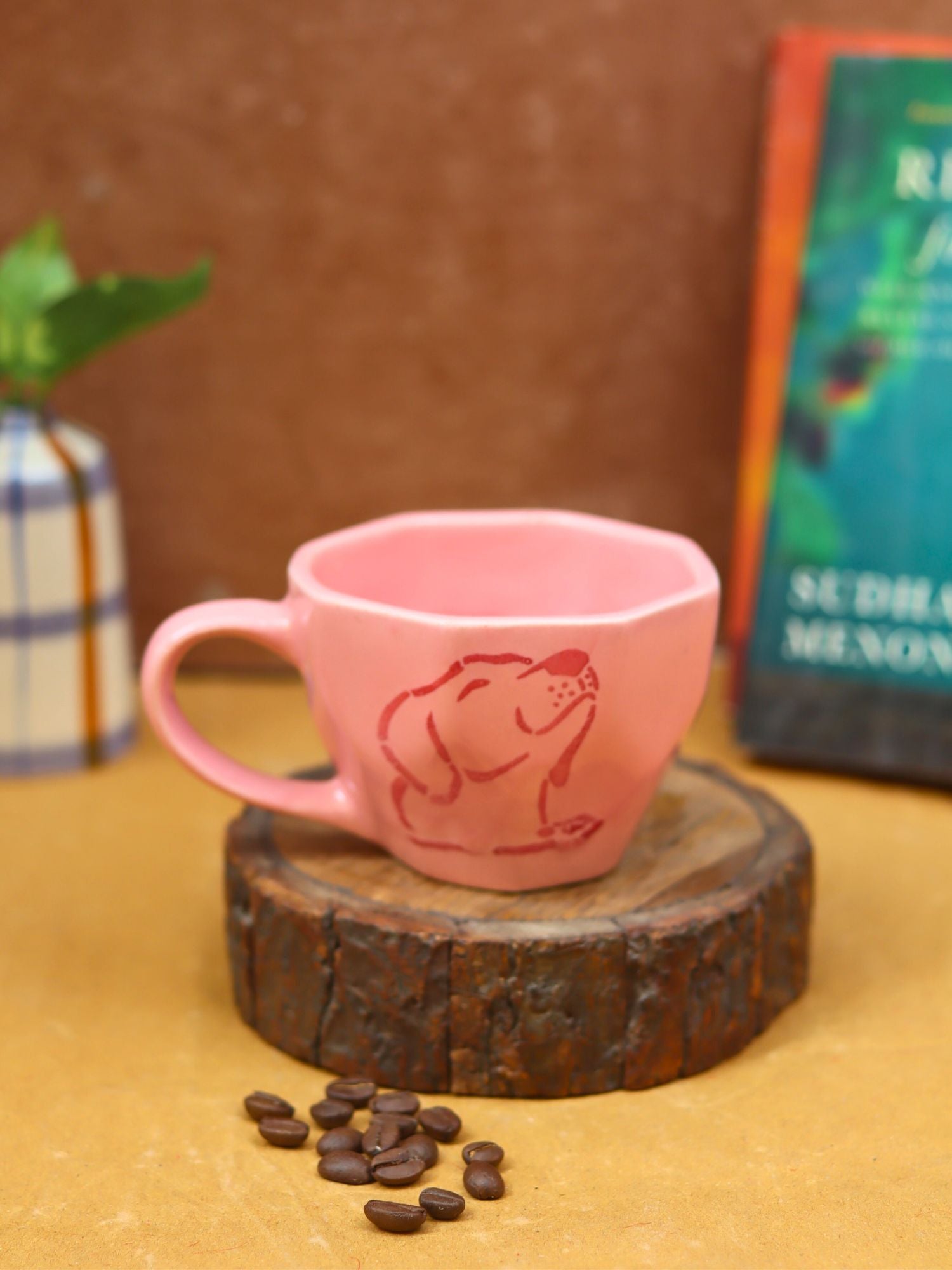 Pink Dog Mug handmade in India