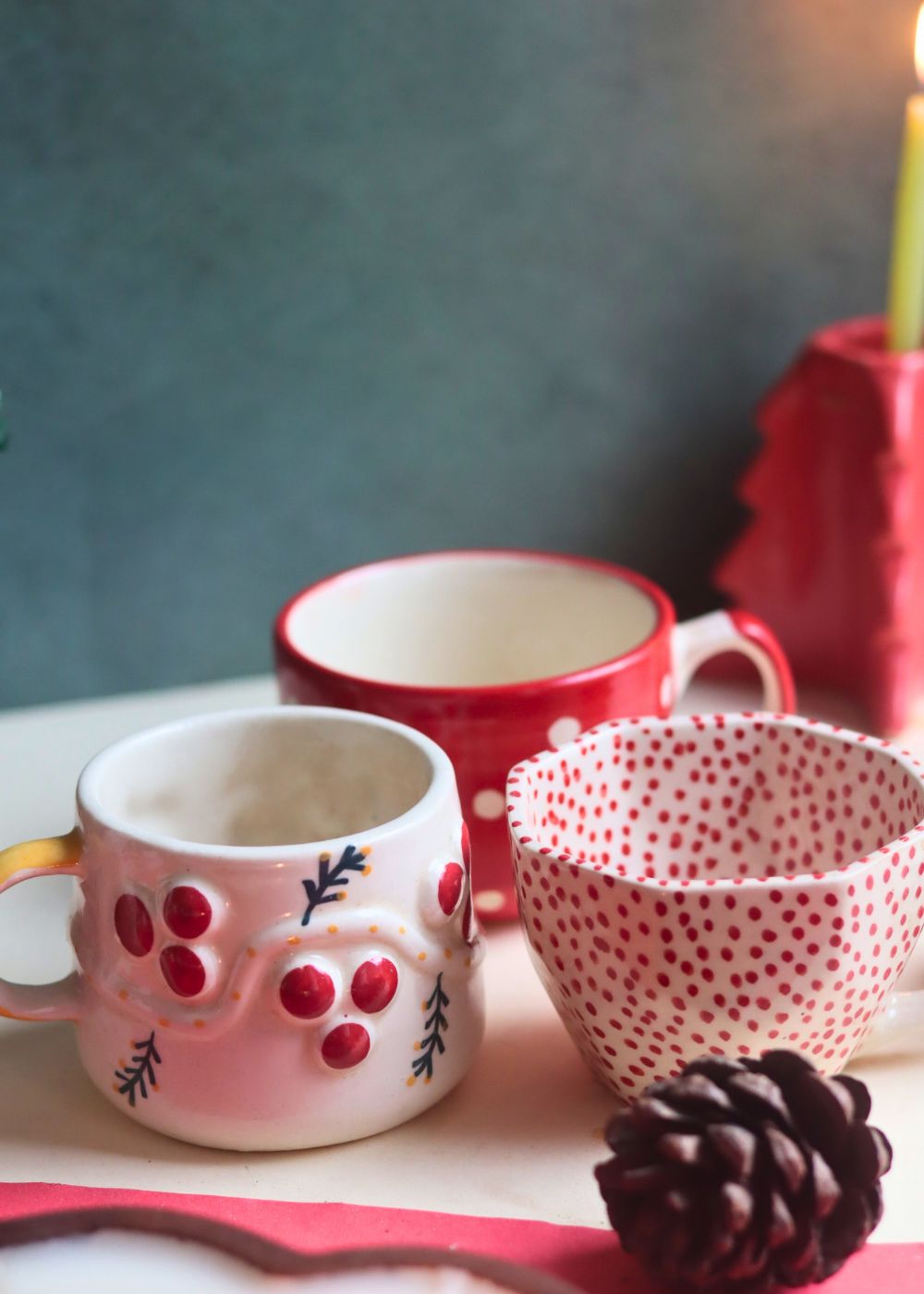 Set of 3 - Snowy Cheers Mug handmade in india