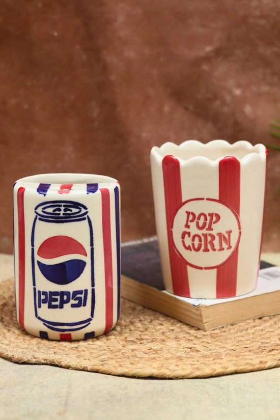 Set of 2 - Pepsi Tumbler & Popcorn Tub Combo handmade in India