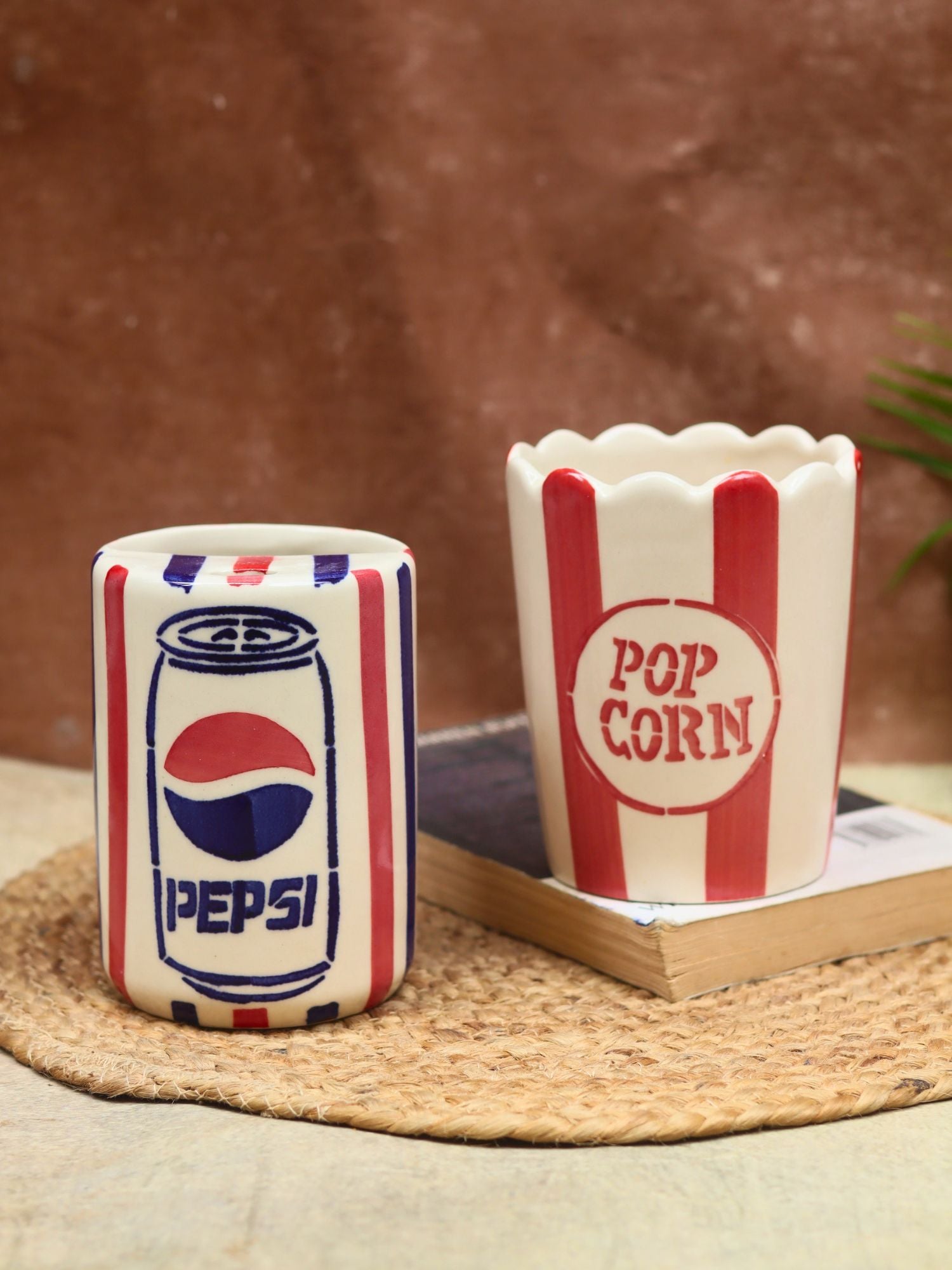 Set of 2 - Pepsi Tumbler & Popcorn Tub Combo handmade in India
