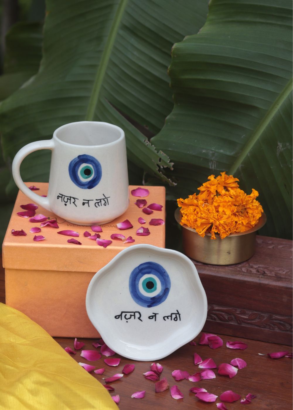 handmade Nazar mug & Handmade Dessert Plate Diwali Gift Box