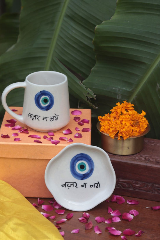 handmade Nazar mug & Handmade Dessert Plate Diwali Gift Box