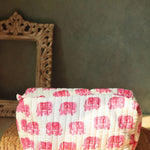 pink ele toiletry bag handmade in india