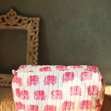 pink ele toiletry bag handmade in india