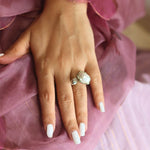 Anti tarnish Silver & White Ring