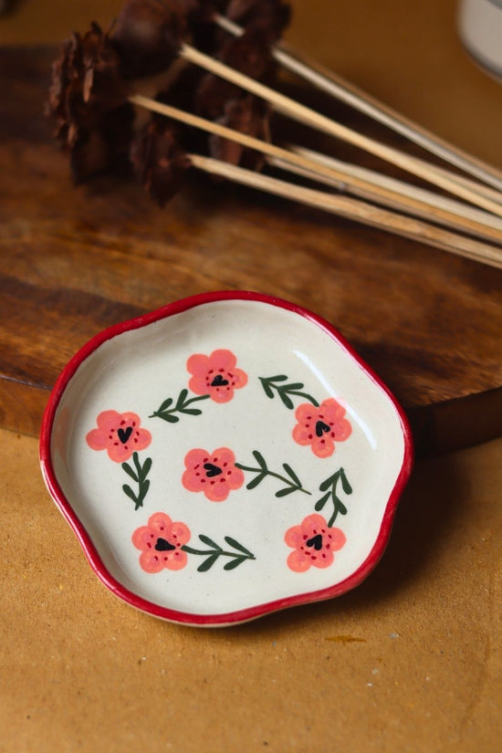 Poppy Flower Handmade Dessert Plate  made by ceramic