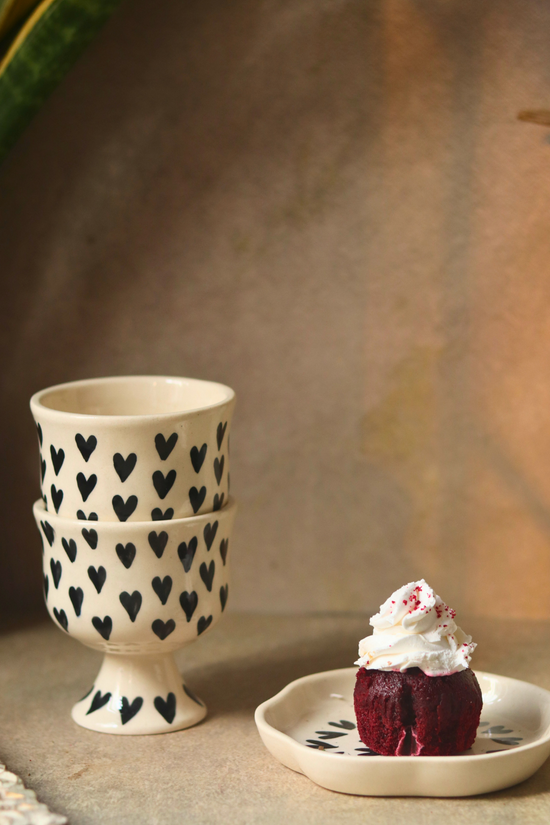 black heart ice cream goblet with dessert