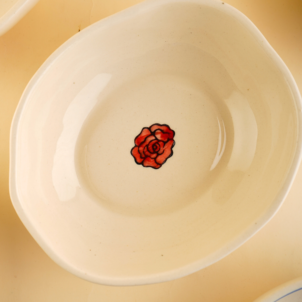 Handmade ceramic flower design bowl