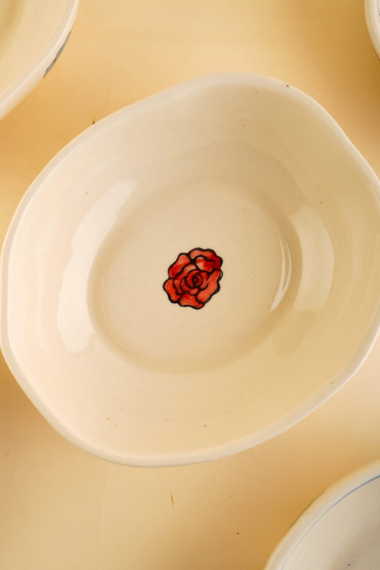 Handmade ceramic flower design bowl