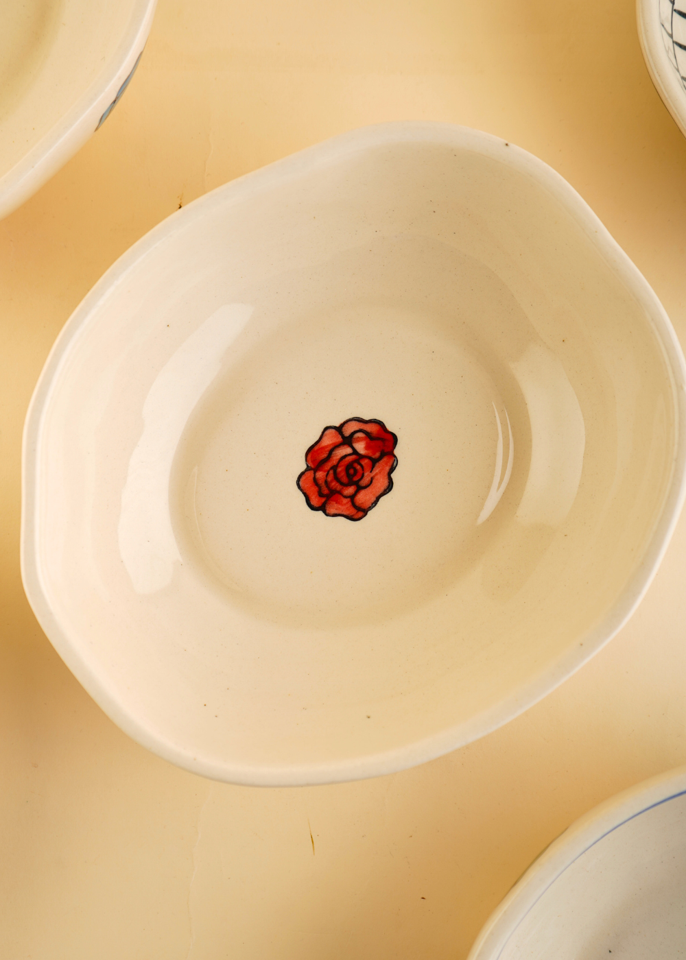 Handmade ceramic flower design bowl