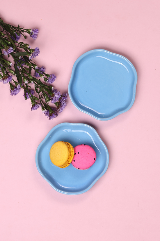 Ocean blue handmade dessert plates