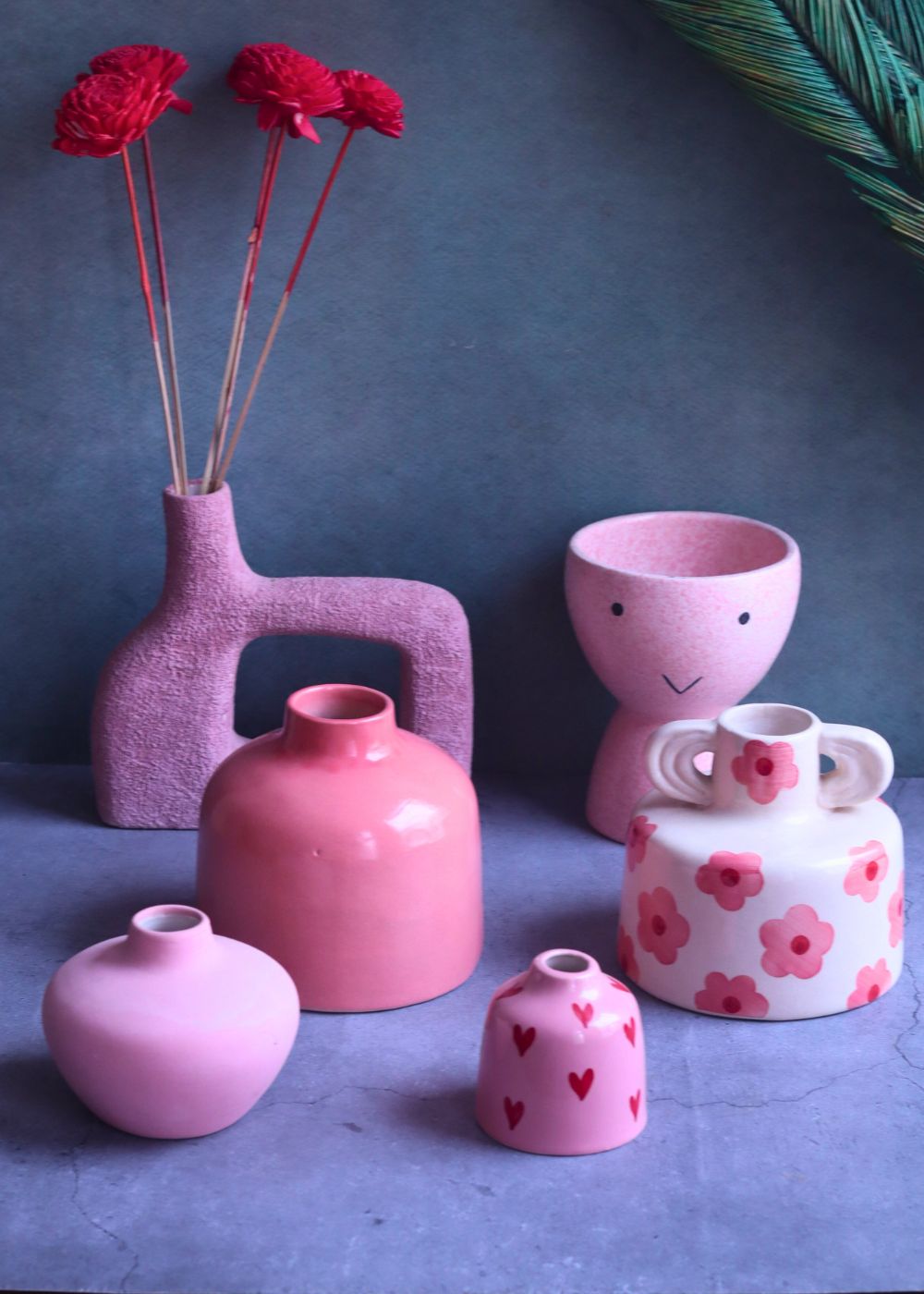 Handmade Set of 6 Bloom & Blush Vases (for the price of 5)