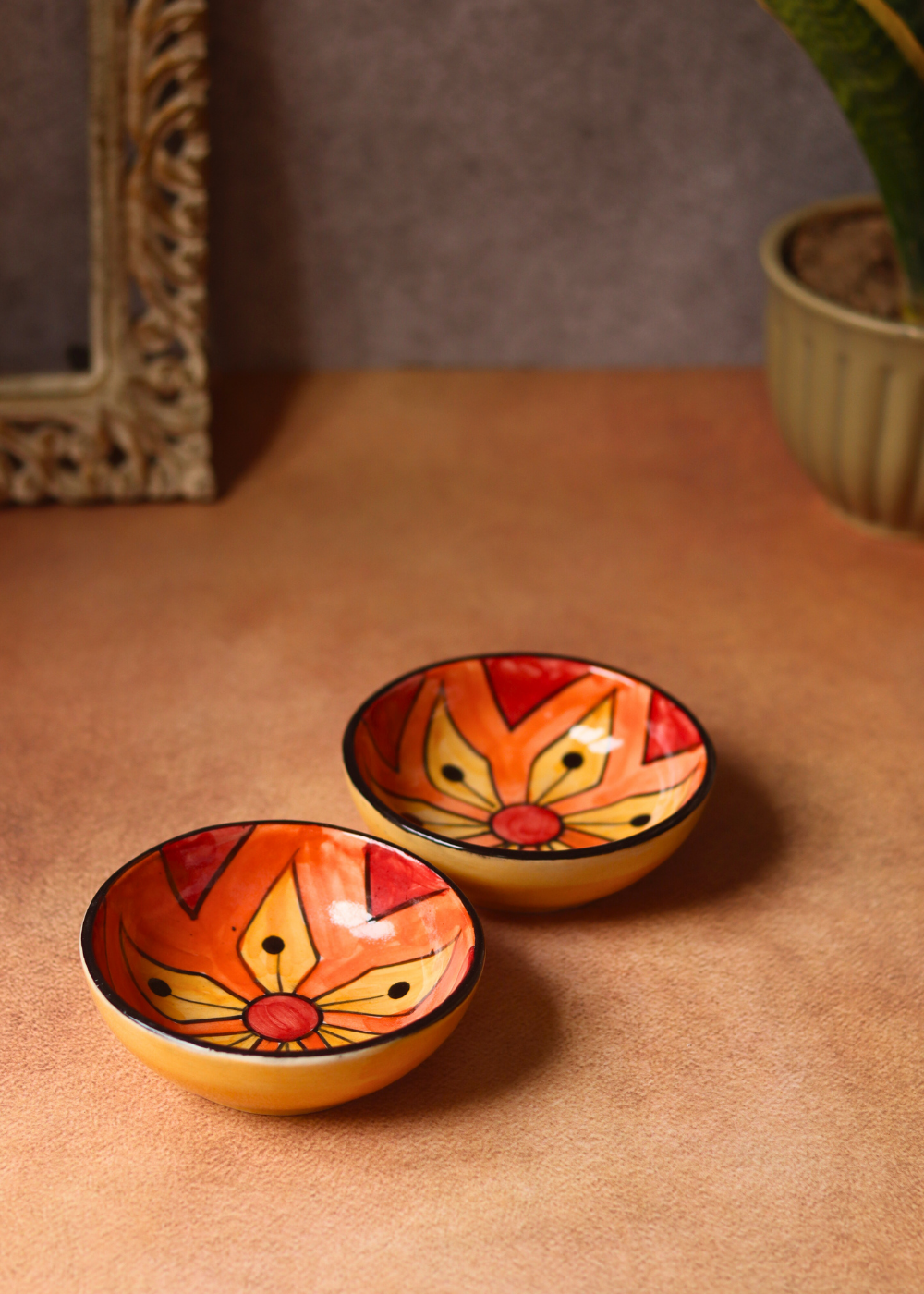 Orange abstract nut bowl 