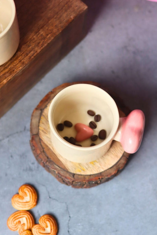 Pink Heartbeat Coffee Mug handmade in inda