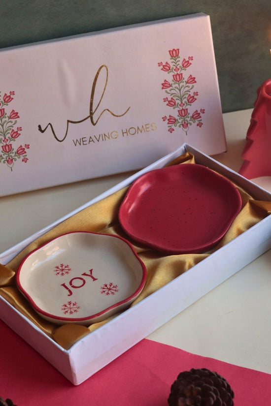 Handmade Joy & Red Handmade Dessert plate in a Gift Box