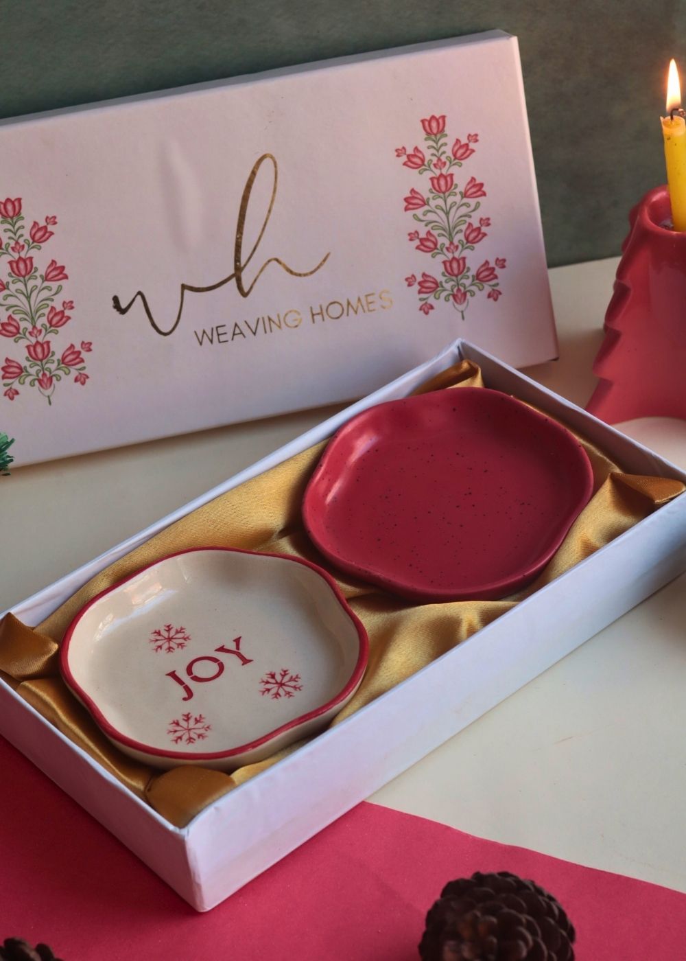 Handmade Joy & Red Handmade Dessert plate in a Gift Box