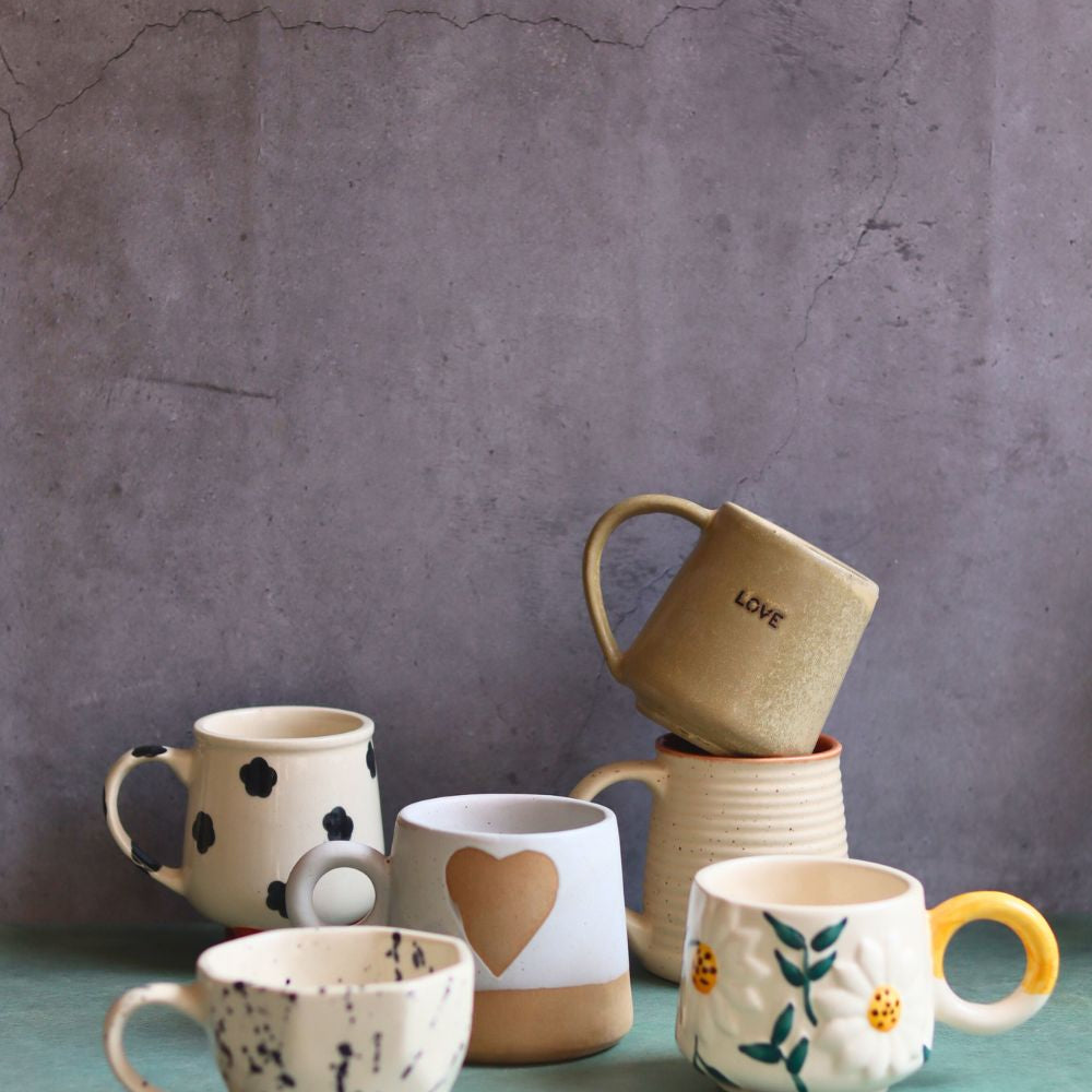 set of 6 mugs handmade in india 