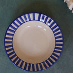 Blue striped pasta plate handmade in india