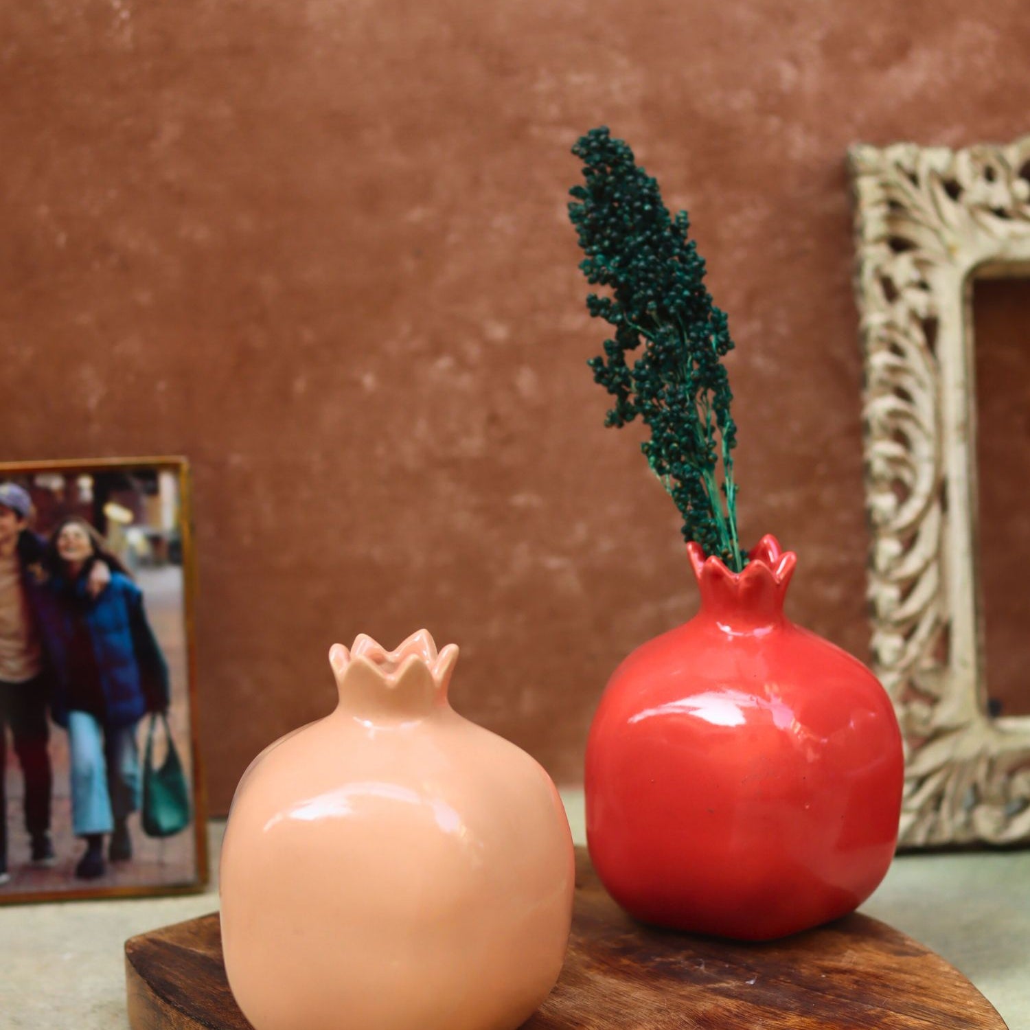 Set of 2 - Anar Vases (Red & Peach) made by ceramic