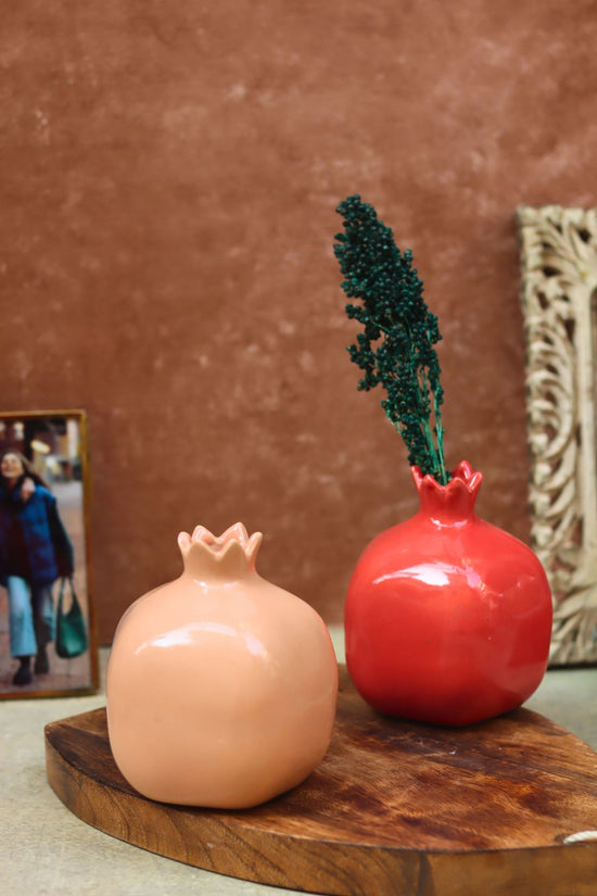 Set of 2 - Anar Vases (Red & Peach) made by ceramic