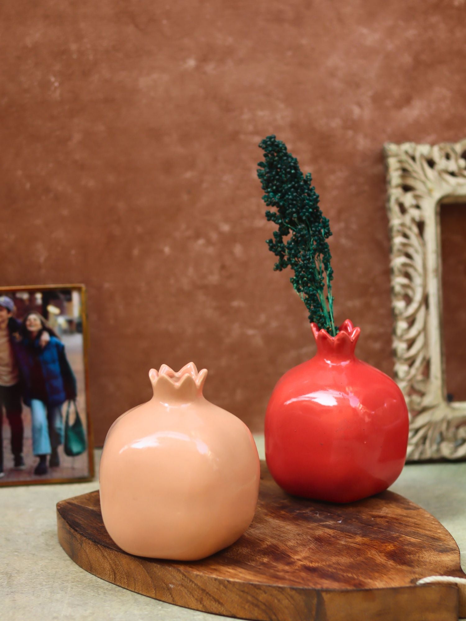 Set of 2 - Anar Vases (Red & Peach) made by ceramic