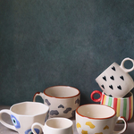 Set of six coffee mugs unique designs
