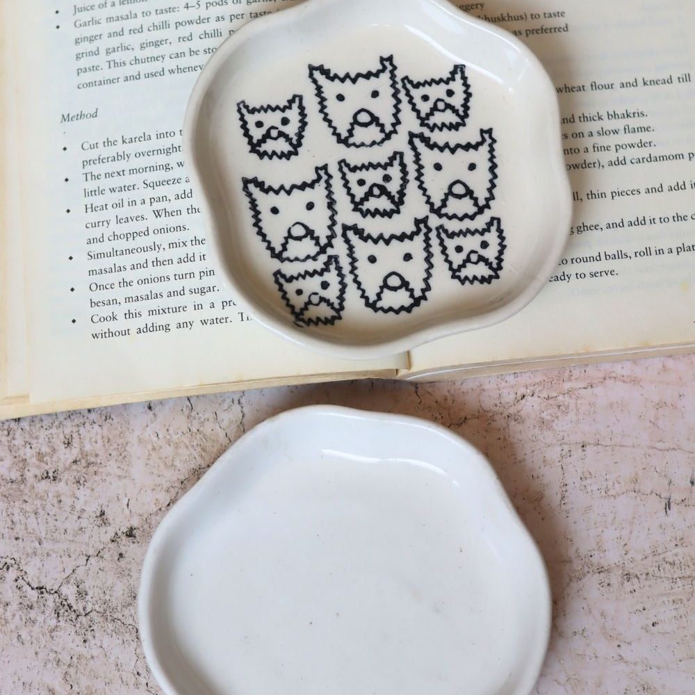 Cats & White Handmade Dessert Plate made by ceramic