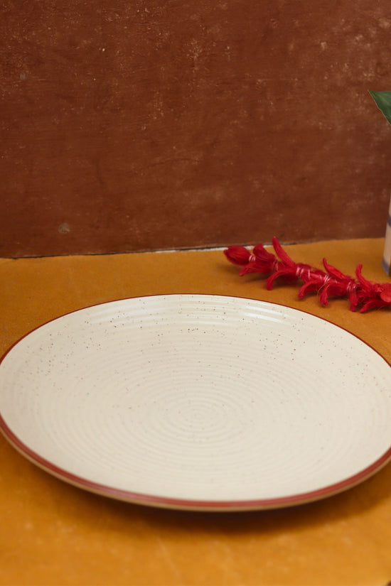 Handmade Spiral Dinner Plate - White