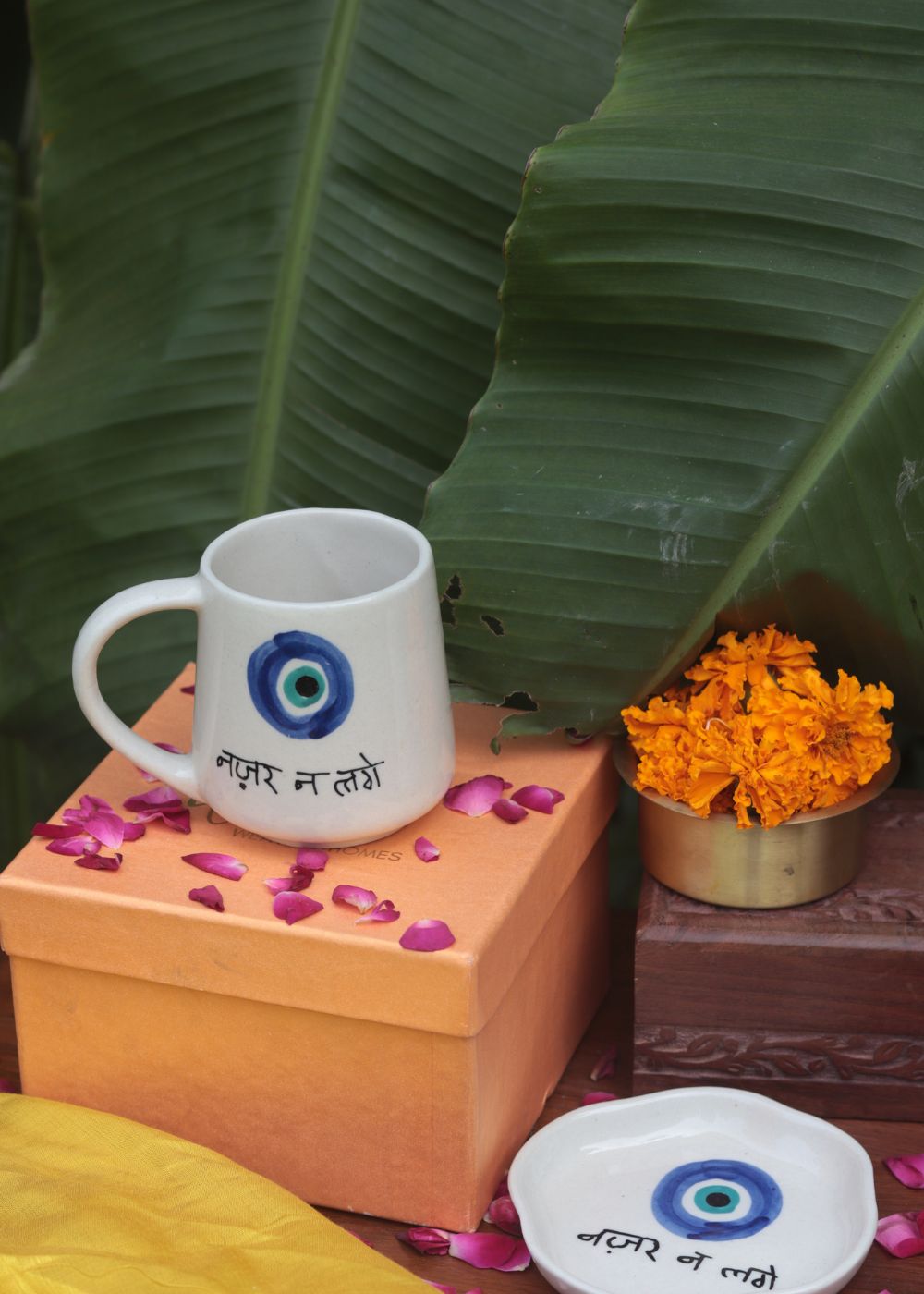 Nazar mug & Handmade Dessert Plate Diwali Gift Box made by ceramic